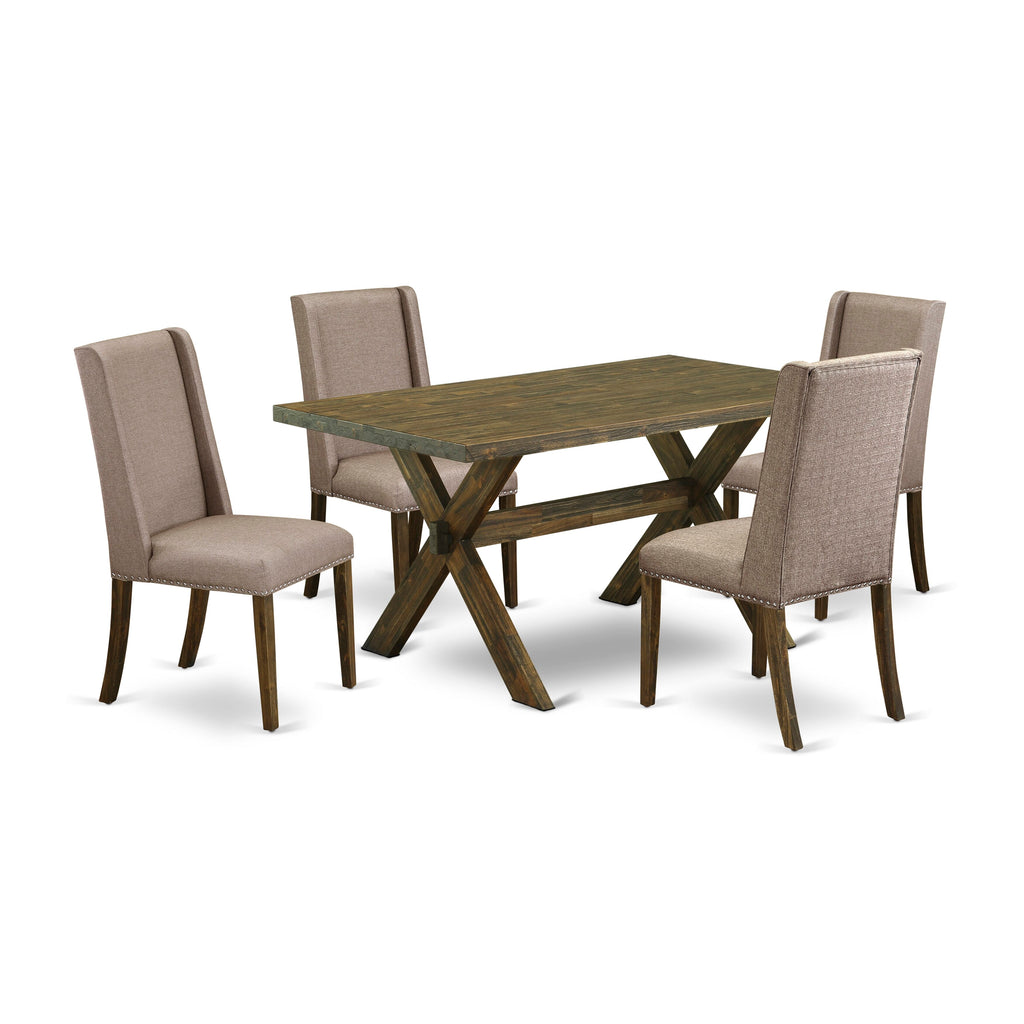 X776F17IA-6 Dining Ensemble 5-Piece Table Set with Rectangle Top & 4 Khaki Parson Chairs