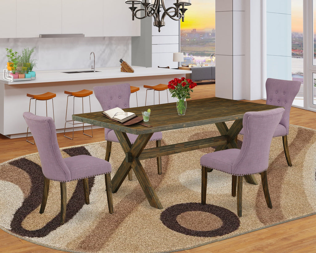 X777GEKDF-B Elegant 5-Piece Dining Set with Rectangular Table and Upholstered Chairs, 40x72