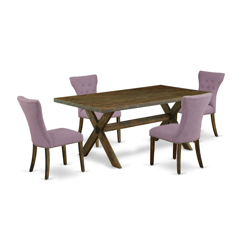 X777GEKDF-B Elegant 5-Piece Dining Set with Rectangular Table and Upholstered Chairs, 40x72