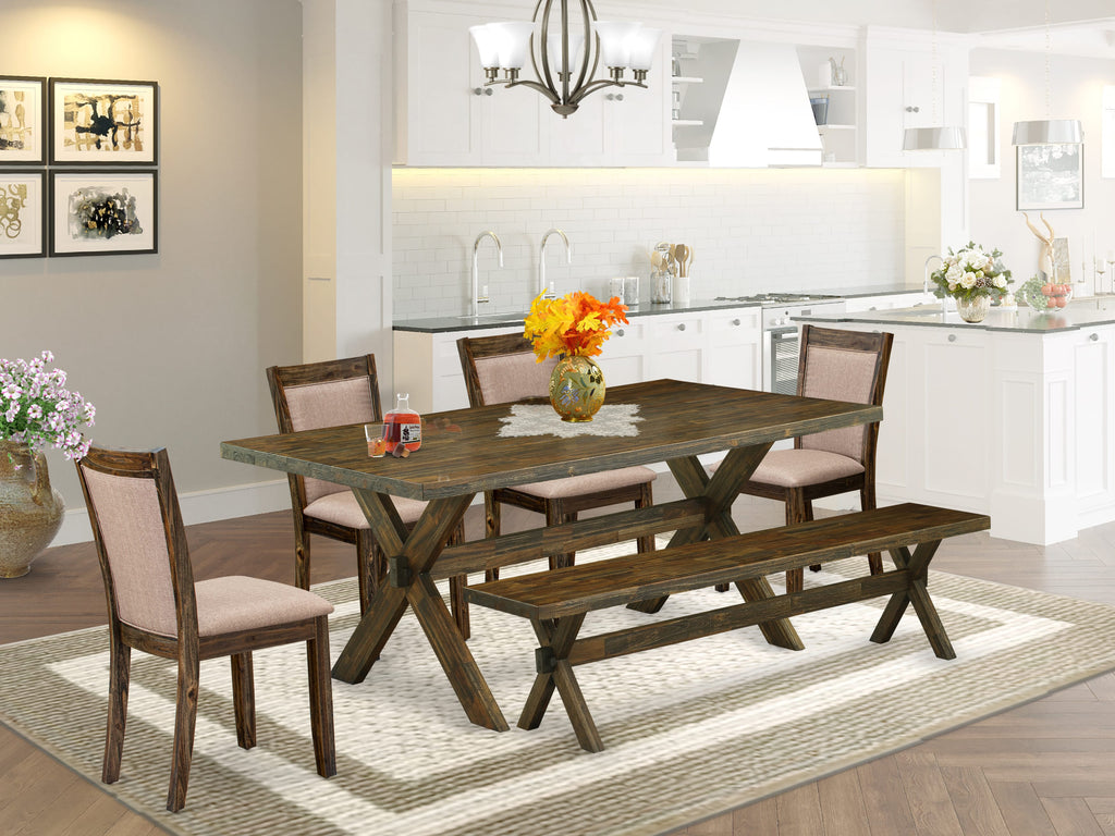 X777MRHFK-W 6-Piece Dining Ensemble with Distinct Rectangle Table and Seating Essentials in Multi-Color