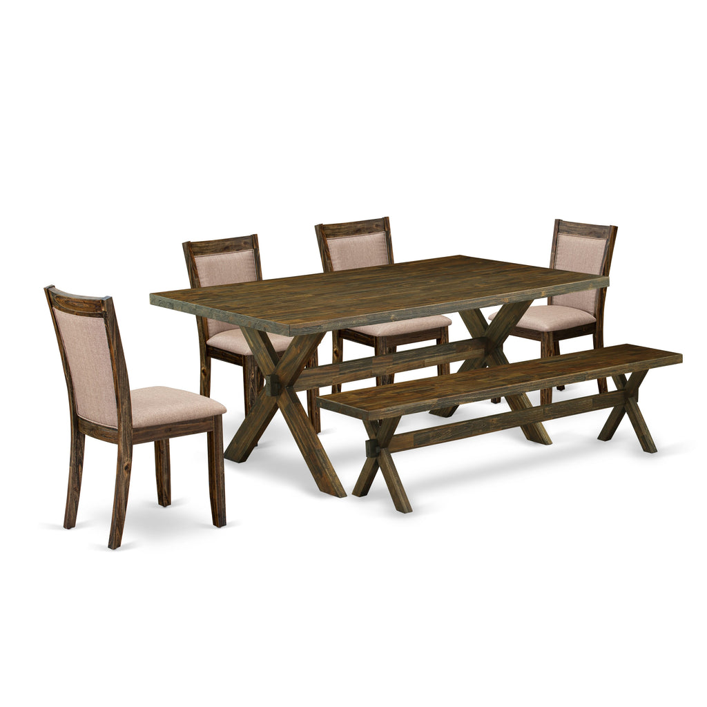 X777MRHFK-W 6-Piece Dining Ensemble with Distinct Rectangle Table and Seating Essentials in Multi-Color