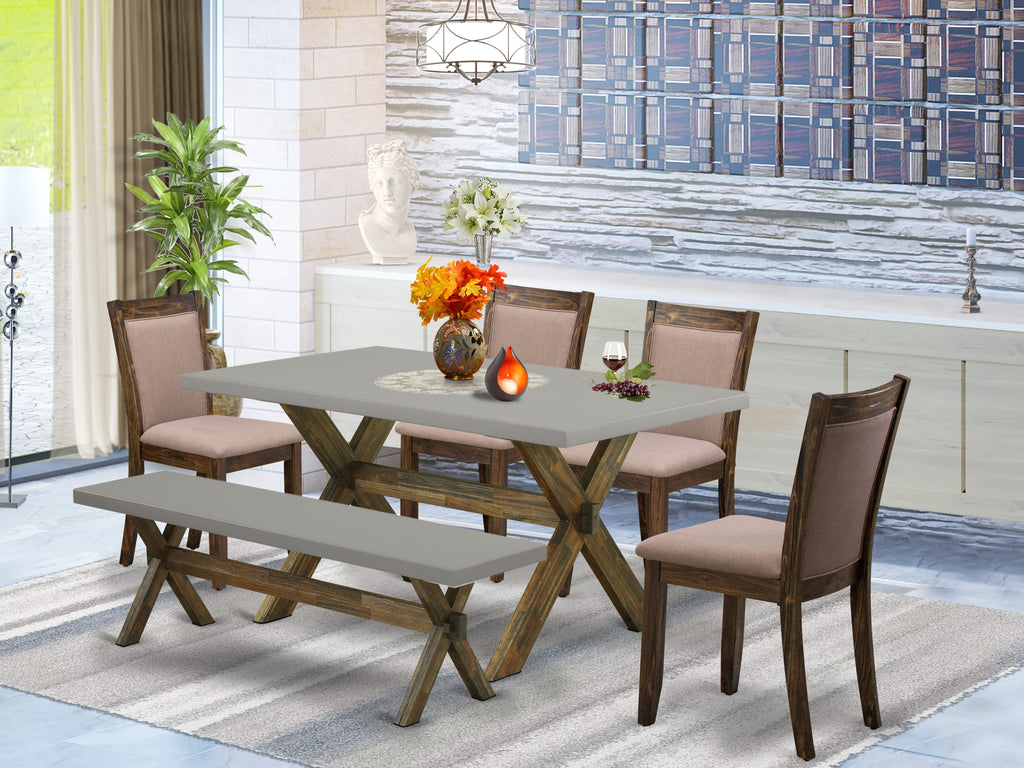 X796MJDB6-6 6-Piece Dining Ensemble with Rectangular Table, X-Legs, and Multi-Colored Seating