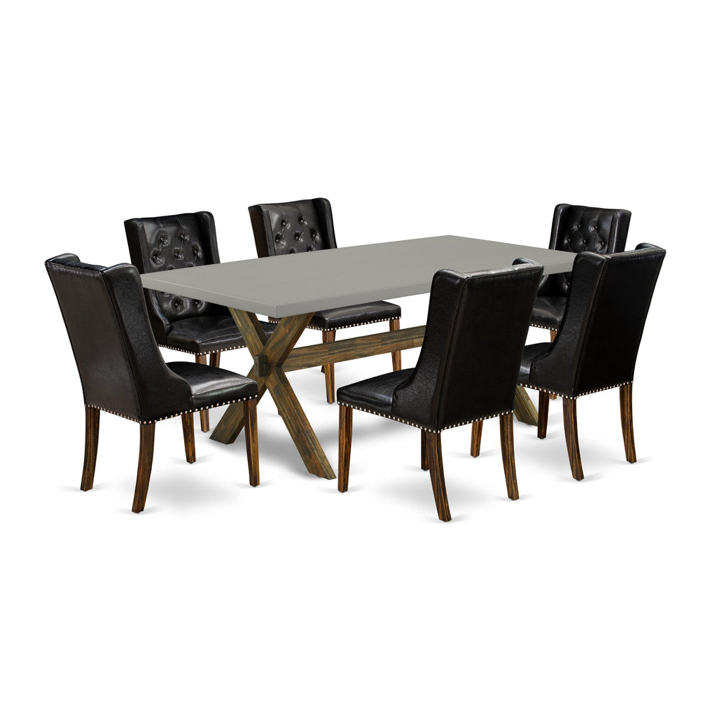 X797F2JPE-8 Dining Set 7-Piece Ensemble with 40x72 Rectangular Table & 6 Parson Chairs