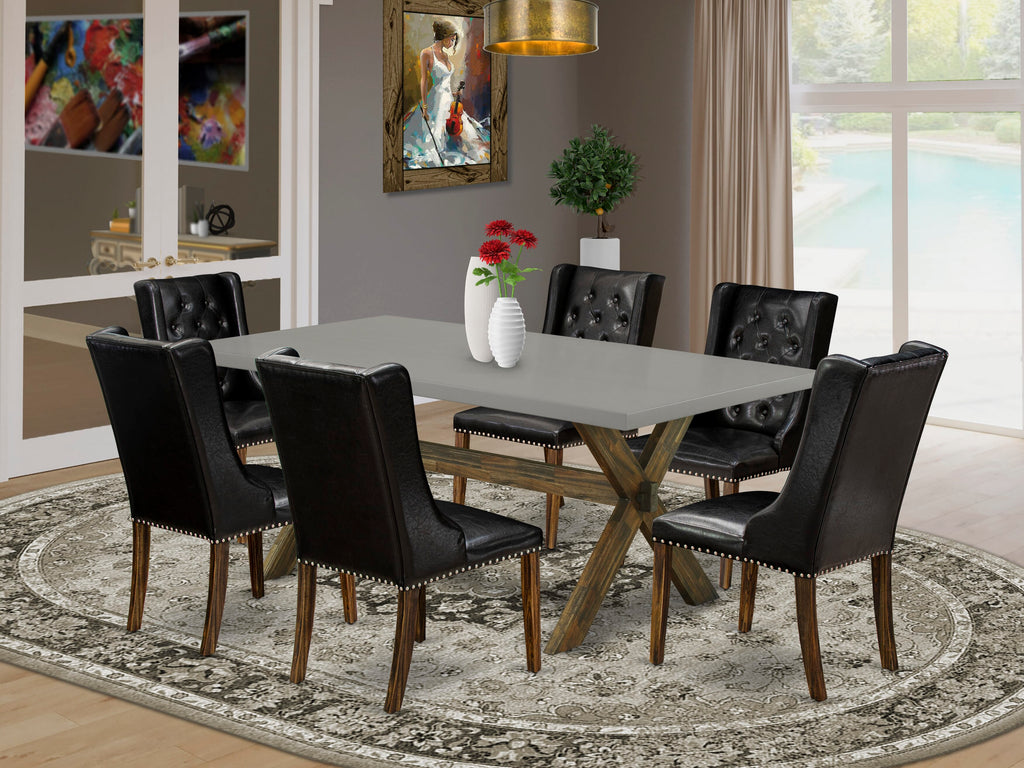X797F2JPE-8 Dining Set 7-Piece Ensemble with 40x72 Rectangular Table & 6 Parson Chairs