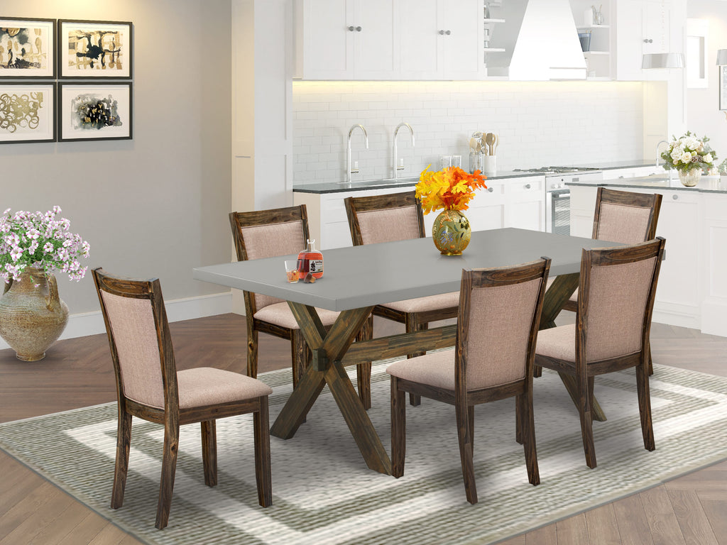Unique X797MVO5P-1 Dining Ensemble 7-Piece Set with Sleek Rectangular Table and Upholstered Seats
