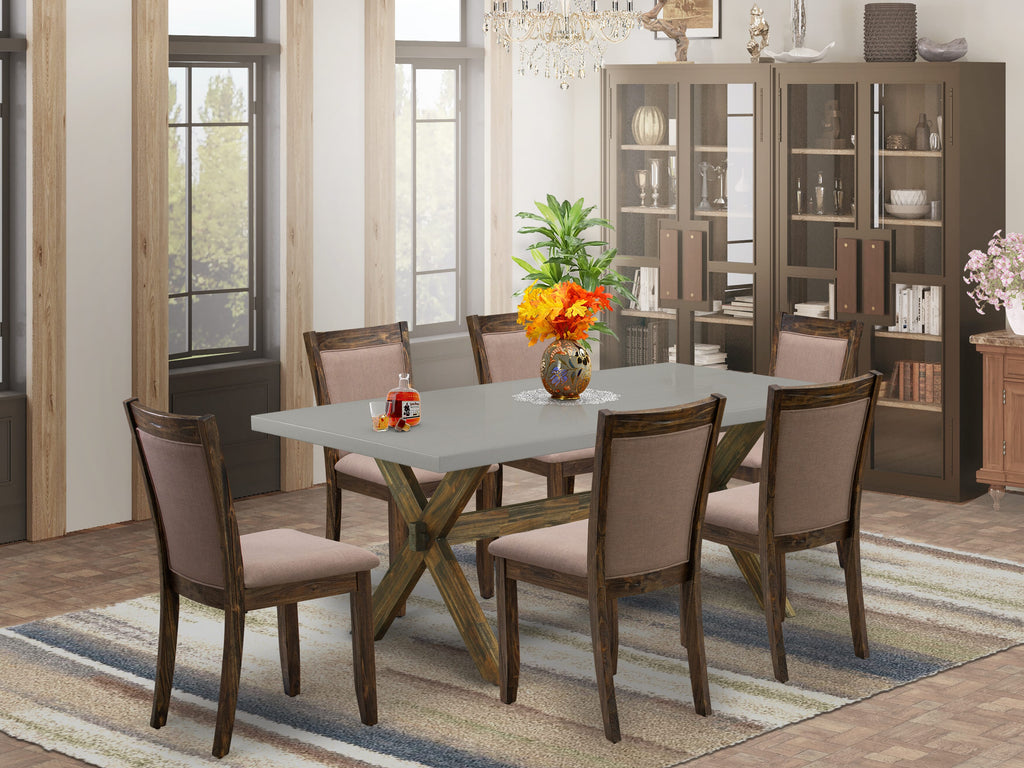 X797MLRJH-Q Dining Ensemble 7-Piece Dining Set with Rectangle Table & 6 Coffee Linen Chairs
