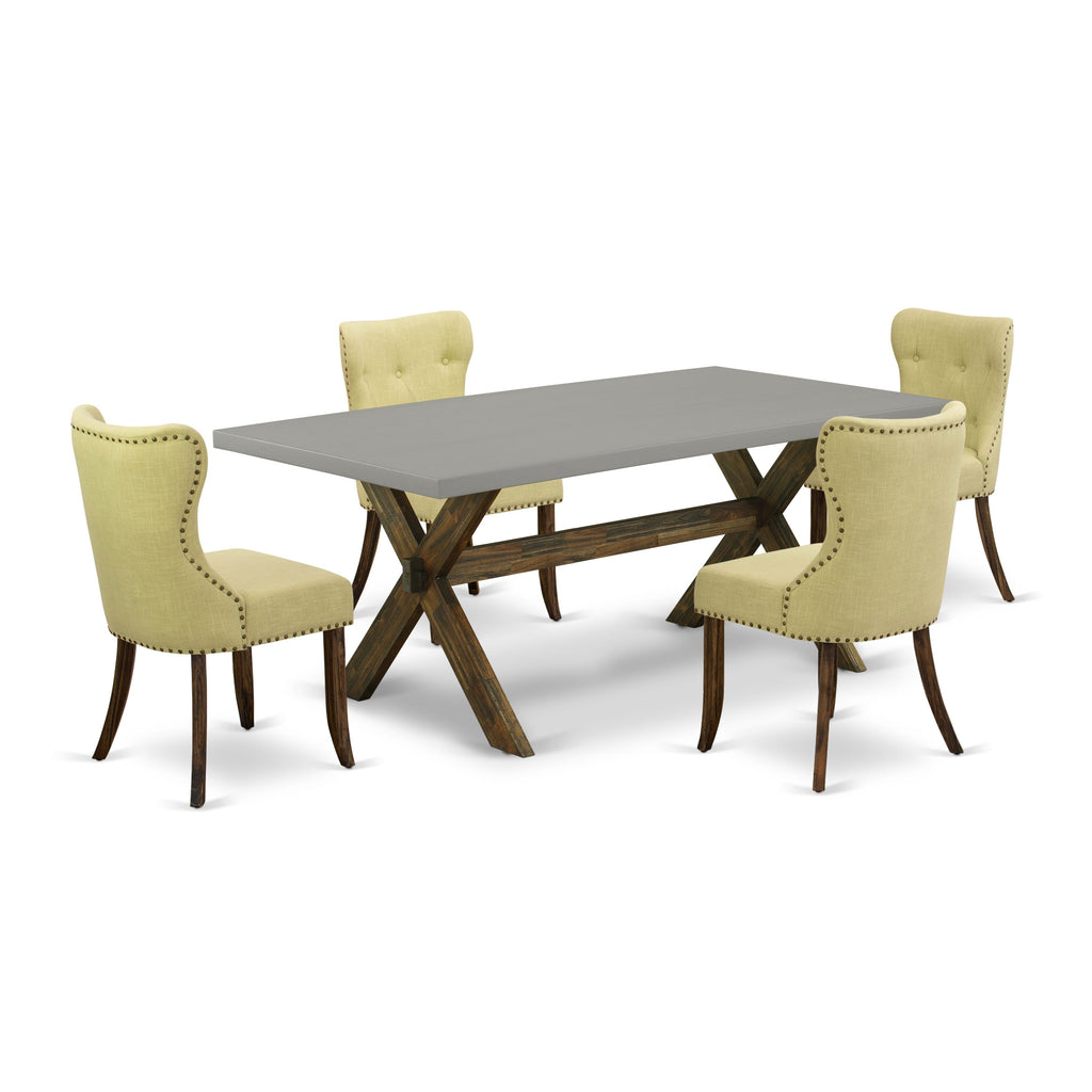 X797STTS0-T 5-Piece Dining Ensemble for Four Rectangular Table & Limelight Upholstered Chairs Set