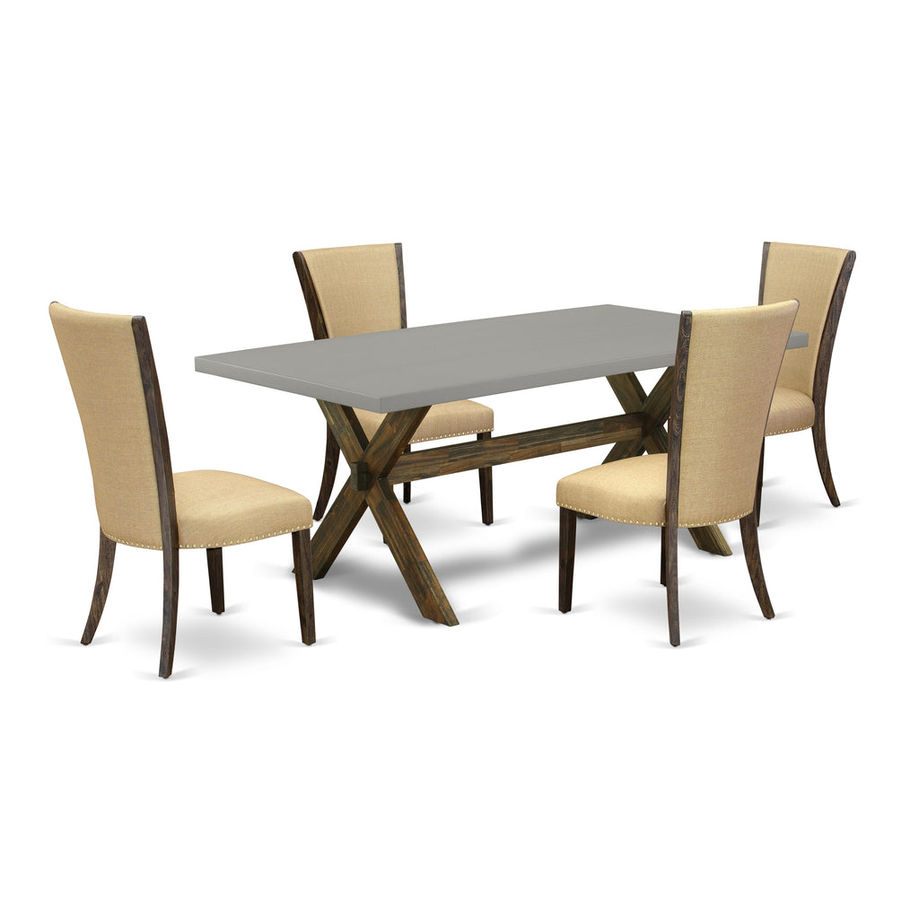 X797VWHIC-8 Ensemble 5-Piece Dining Set with Rectangular Table & 4 Brown Parson Chairs, 72 Multi-Color