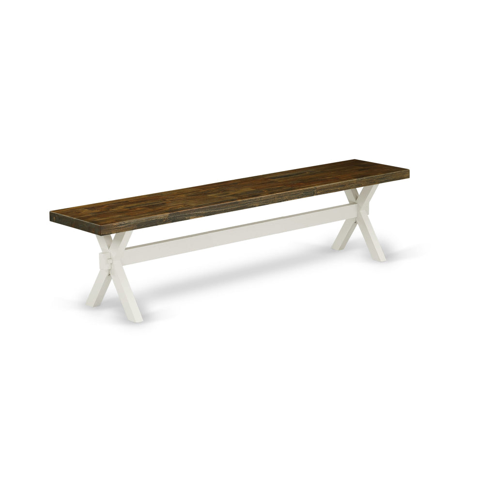 XBH6Y Stylish X-Patterned Seating Bench with Rich Wood Top, 72 x 15 x 18 Dimensions, Colorful Finish