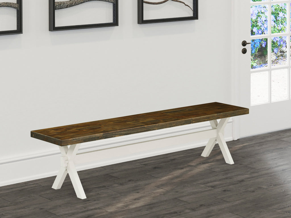 XBH6Y Stylish X-Patterned Seating Bench with Rich Wood Top, 72 x 15 x 18 Dimensions, Colorful Finish