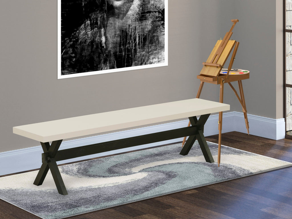 XBFKR Stylish X-Pattern Dining Bench with Sleek Wooden Seat - 72x15x18 Multi Shades