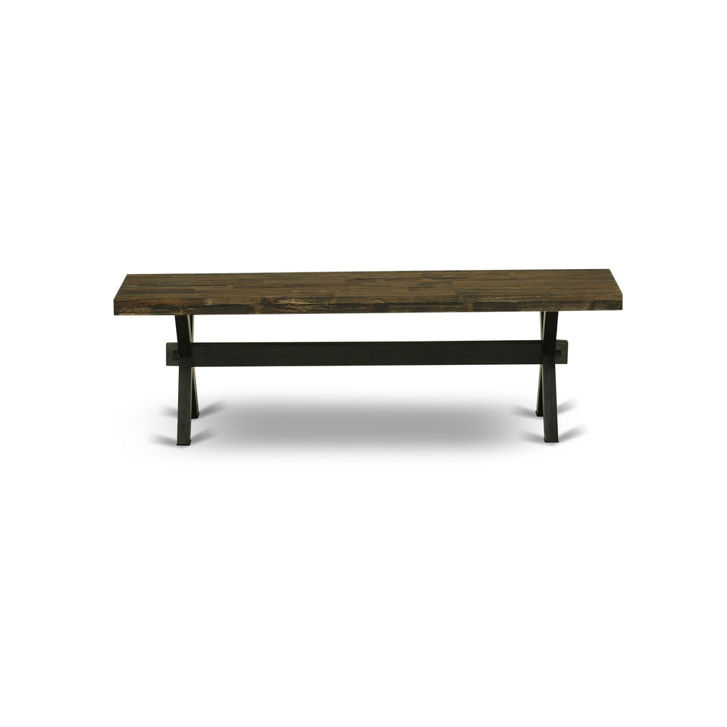 6-piece Dining Ensemble with Distressed Jacobean Top, Bench, and 4 Chairs featuring Black Wire-brushing,  X676XTY3B-9