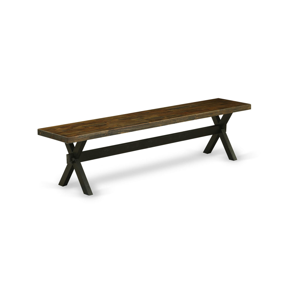XB25D X-Style Contemporary Dining Bench with 72 Wooden Seat in Multi-Color Finish, 15x18 Inch