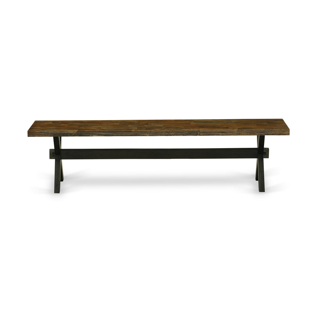 XB25D X-Style Contemporary Dining Bench with 72 Wooden Seat in Multi-Color Finish, 15x18 Inch