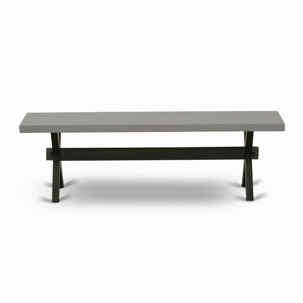 X696AFXN3-Z 6-Piece Dining Ensemble Rectangular Table & X-Leg Design, 4 Linen Chairs & Bench, 36x60, Multi-Color