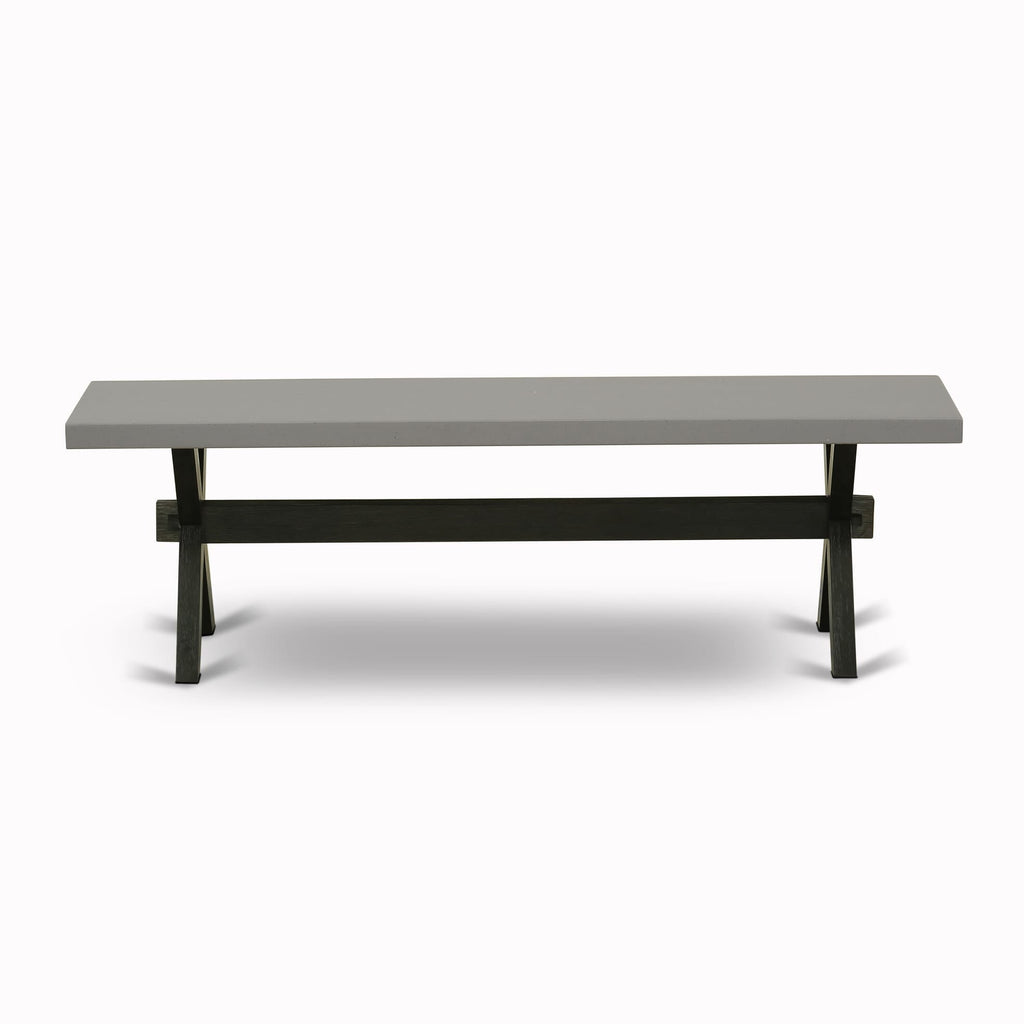 X696XBTZ8-G Elegant Cement Top 6-Piece Dining Set with Bench, Chairs & Faux Leather Accents