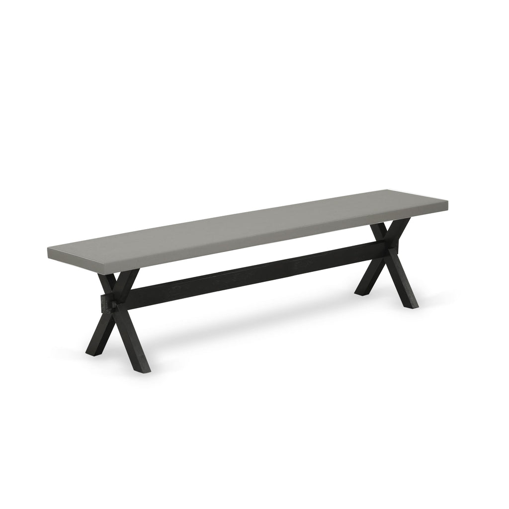 X697AU8HQ-C 6 Piece Dining Set Featuring Rectangular Table with X-Legs, Shitake Fabric Chairs & Bench