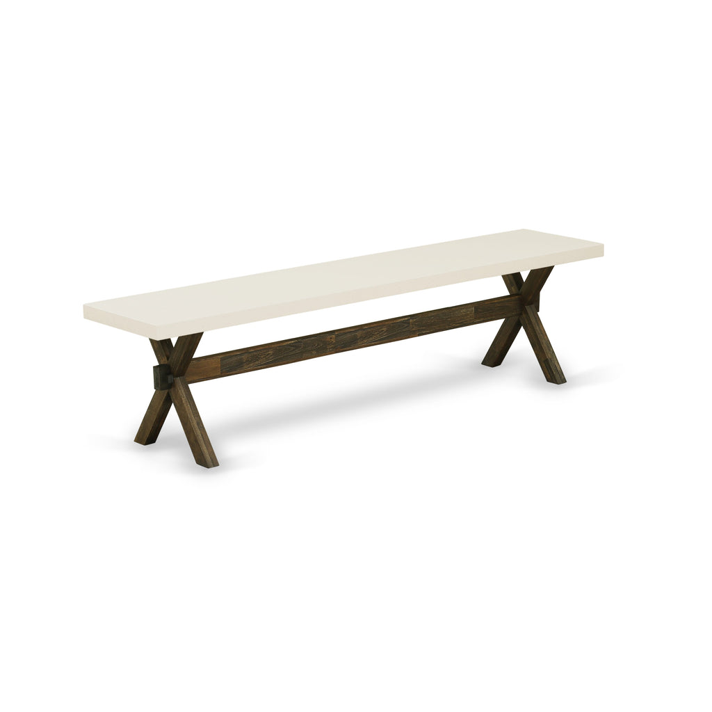 XBLX2 Modern Dining Bench with X-Style Design, 72x15x18 Inch Solid Wood Seat, Multi-Color Finish