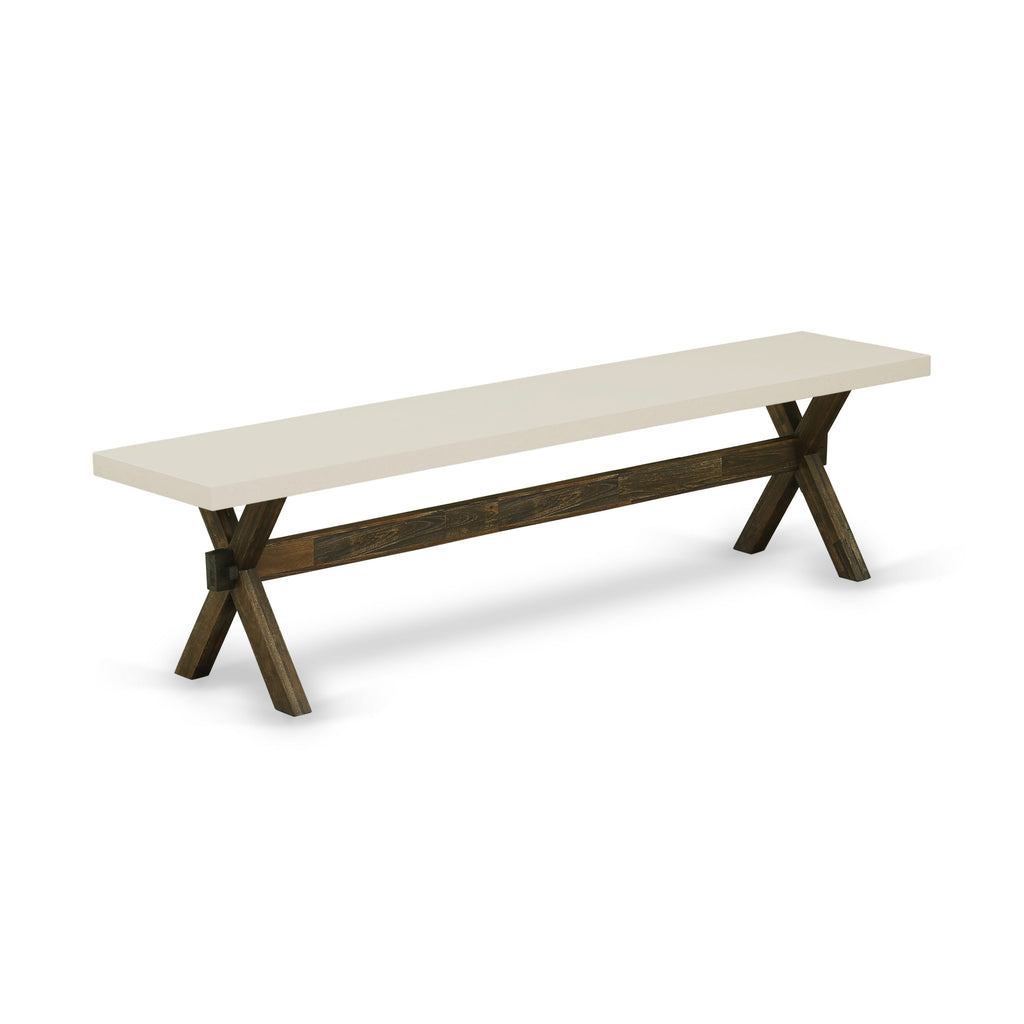 X727VKU2Y-N Modern 6-Piece Dining Ensemble with X-Leg Table, 4 Fabric Chairs, and Bench, 40x72