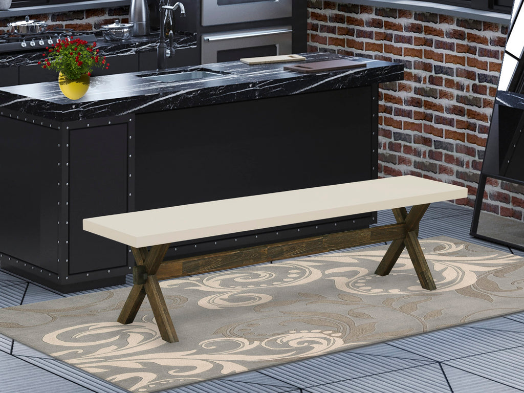 XBLX2 Modern Dining Bench with X-Style Design, 72x15x18 Inch Solid Wood Seat, Multi-Color Finish