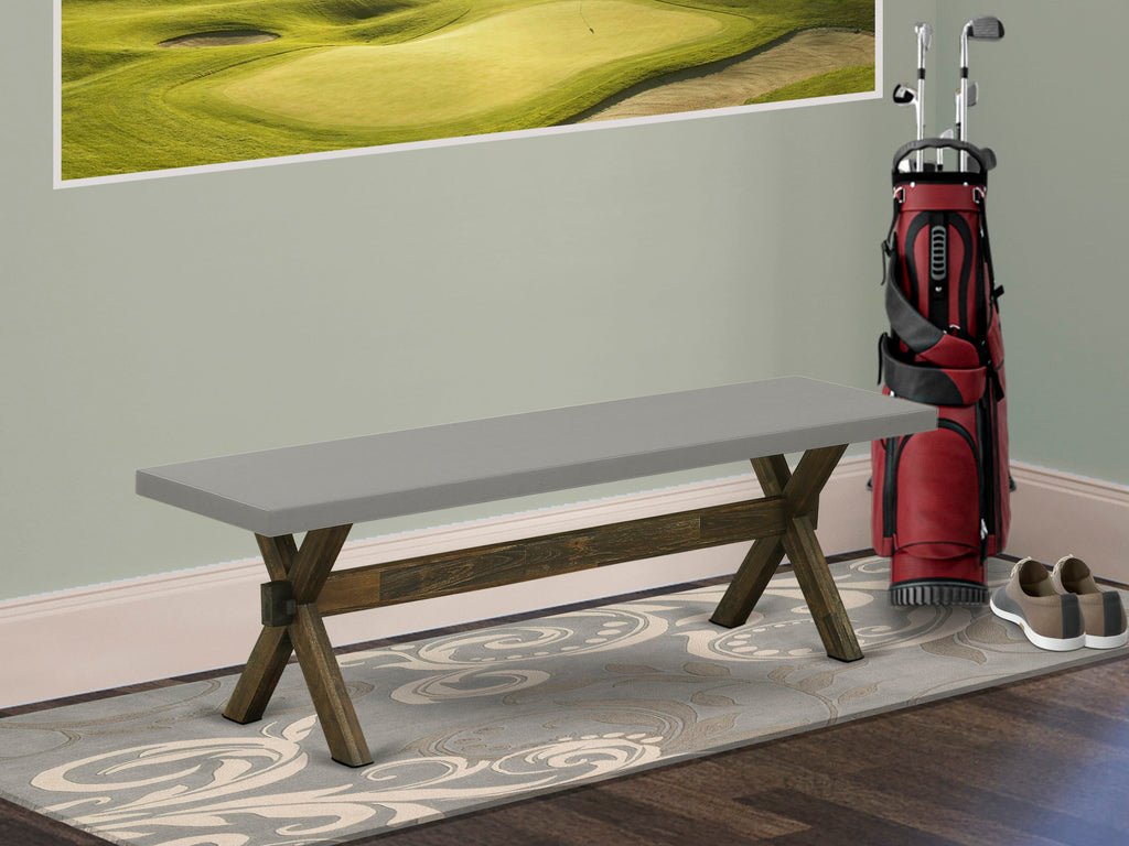 XBF4Q Stylish Contemporary Dining Bench with Wooden Seat, 60x15x18 Inches, Multitone Finish