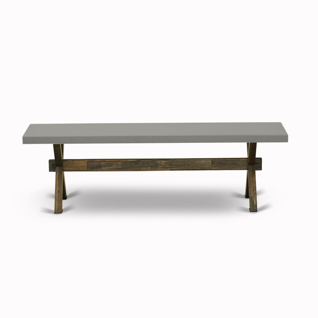 X796S9PMN-T 6-Piece Dining Ensemble with Rectangular Table, X-Base, 4 Limelight Linen Parsons Chairs, Bench, 36x60 Multi-Color
