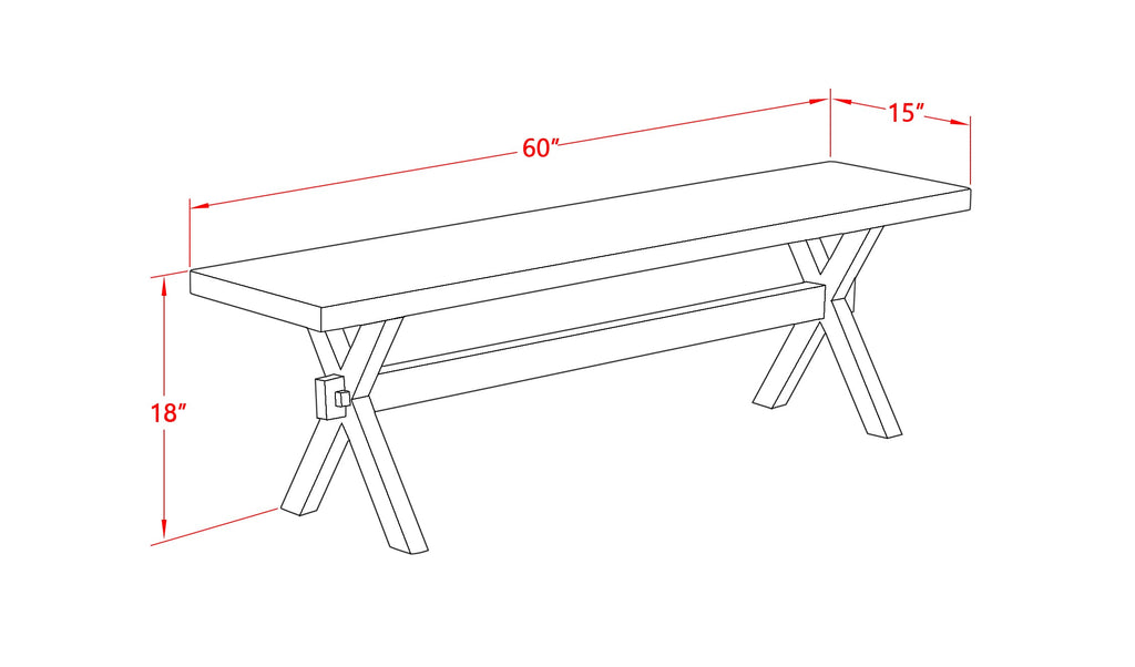 X796S9PMN-T 6-Piece Dining Ensemble with Rectangular Table, X-Base, 4 Limelight Linen Parsons Chairs, Bench, 36x60 Multi-Color
