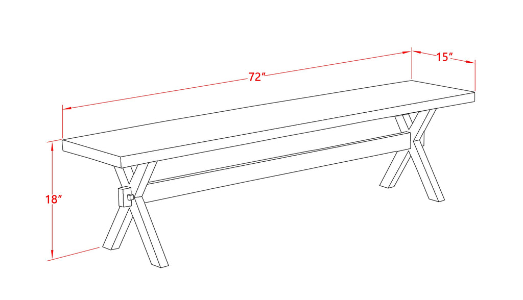 XBG1F Versatile X-Style Modern Dining Bench, Wood Seating, 72x15x18 Inches in Multitone