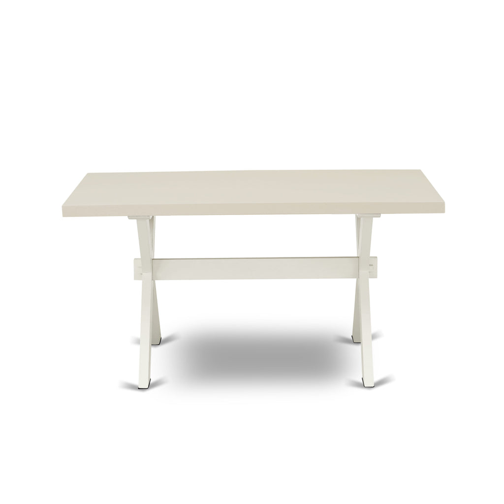 X026F4P65-X Enchanted Charm 5-Piece Dining Ensemble X-Leg Table & 4 Gray-Upholstered Chairs, Multi