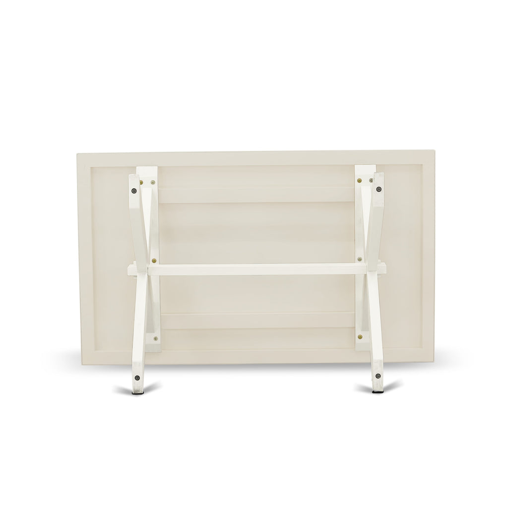X026MBFO2-6 7-Piece Dining Ensemble with Rectangular Table and Cream Linen Chairs, 36x60