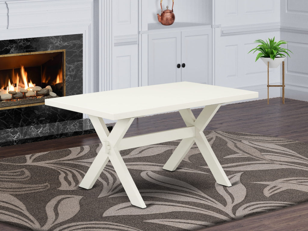 X026F4P65-X Enchanted Charm 5-Piece Dining Ensemble X-Leg Table & 4 Gray-Upholstered Chairs, Multi