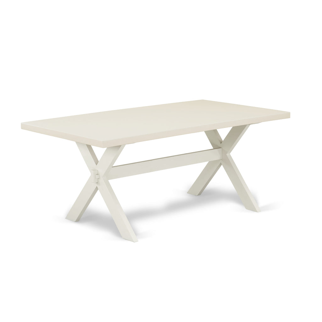 Versatile 9-Piece Dining Set X027L8VRM-W with Sturdy X-Leg Table and 8 Shitake Linen Chairs