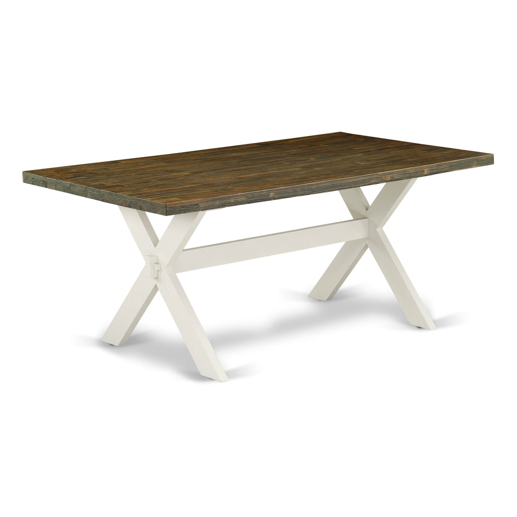 X077EEBAO-E 9-Piece Dining Ensemble with Rectangular Table, X-Design Legs & Shitake Upholstered Parson Chairs, 40x72, Multi-Hue