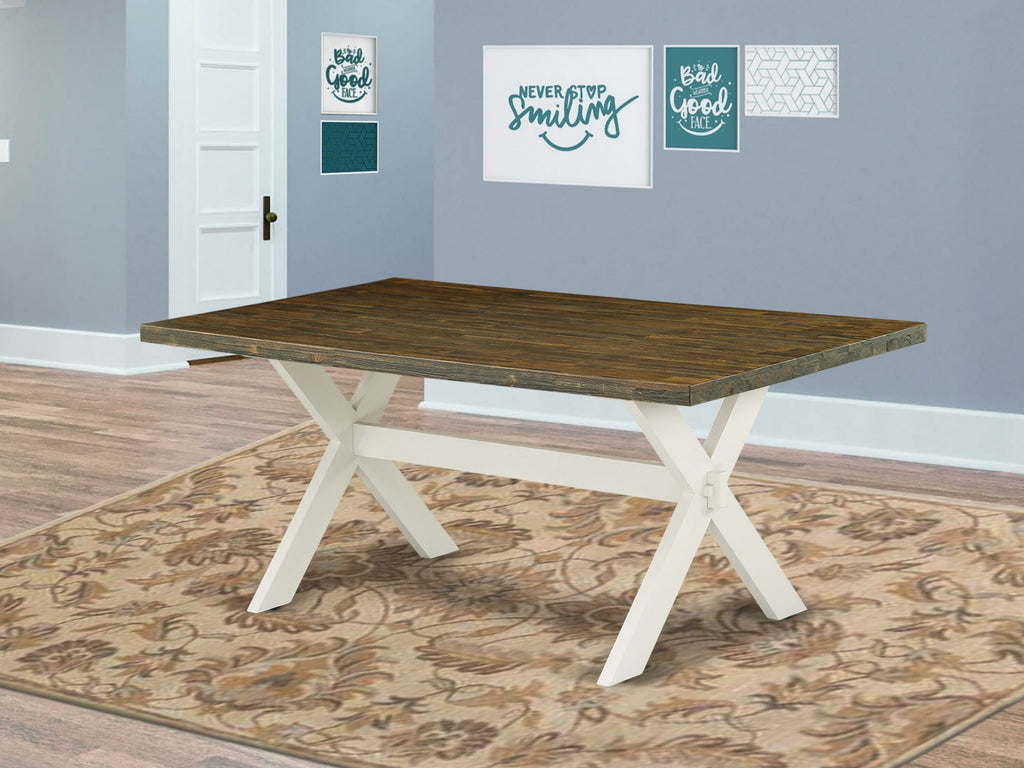 XTK0S Contemporary X-Style Rectangular Dining Table with Chic Wood Finish and Elegant Base, Multi-Color 40x72