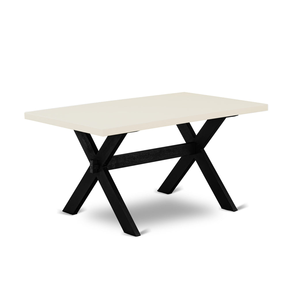 XTS7G - Chic X-Style Rectangular Dining Table with Sleek Legs, 36x60 Multi-Tone Mid-Century Design