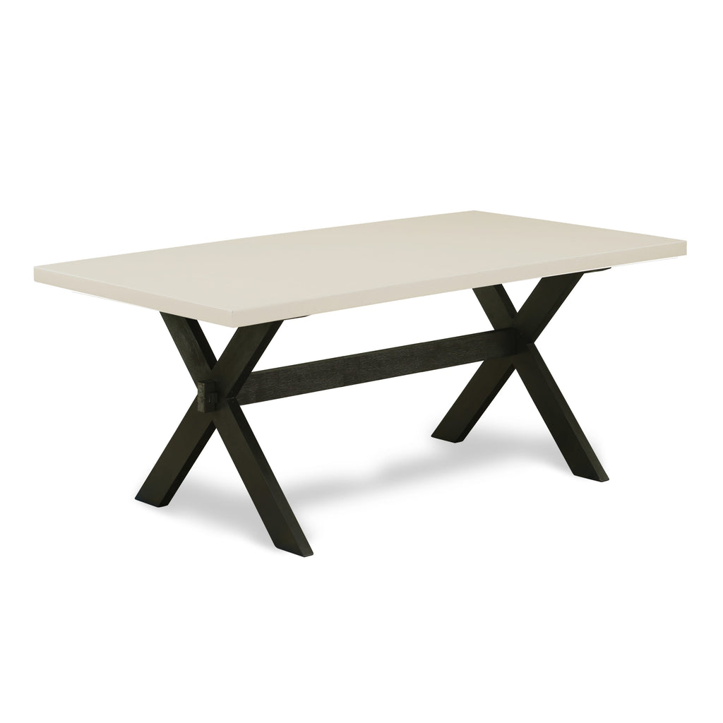 XT6C9 X-Pattern Rectangular Wooden Dining Table with Artistic Legs, 40x72 Inches, Multi-Hued Magic