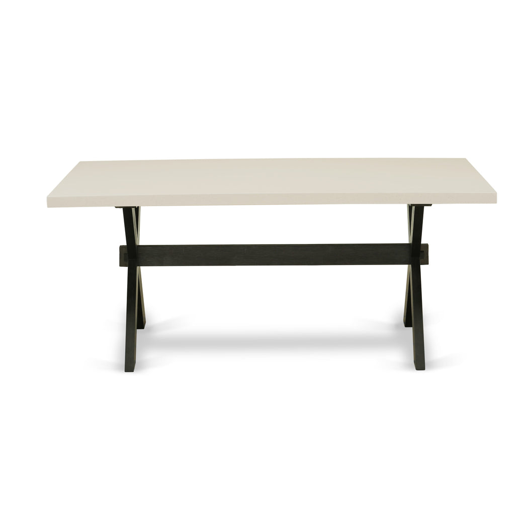 XT6C9 X-Pattern Rectangular Wooden Dining Table with Artistic Legs, 40x72 Inches, Multi-Hued Magic