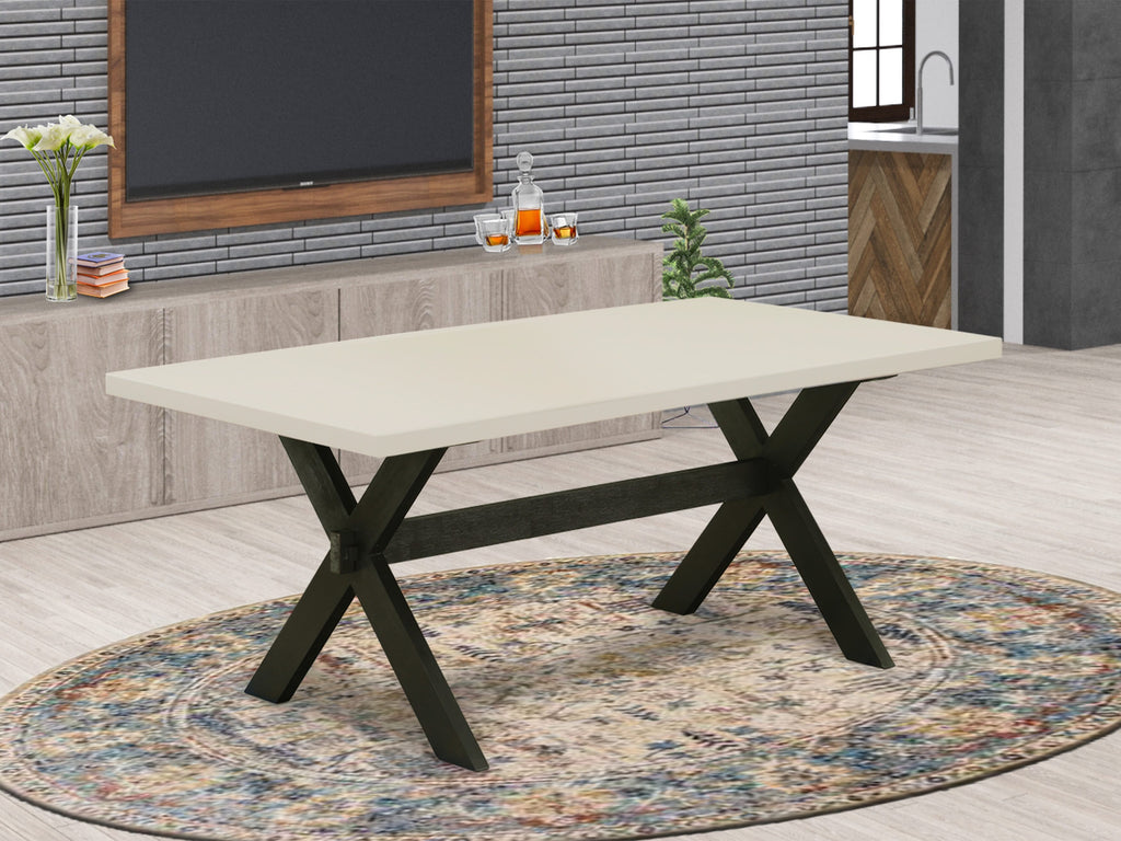 XT6C9 X-Pattern Rectangular Wooden Dining Table with Artistic Legs, 40x72 Inches, Multi-Hued Magic