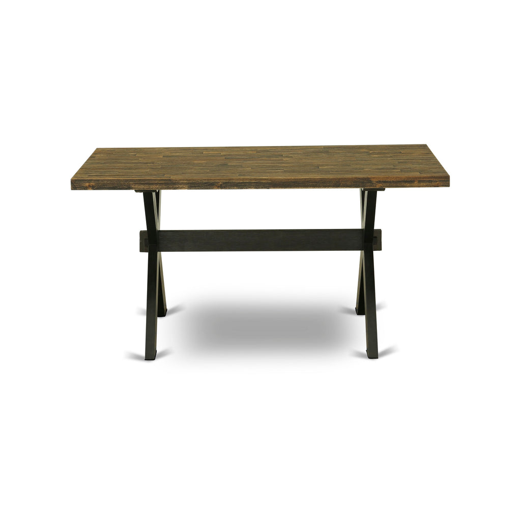 XTLYC Chic Rectangle Wooden Dining Room Table with Stylish X-Shaped Legs, 36x60 Inch Multi-Color Design