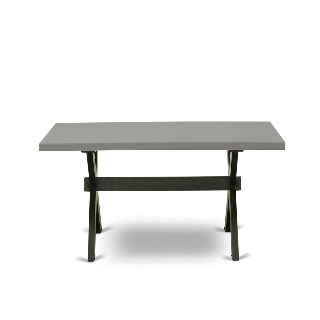 X696C9NW9-L 7-Piece Dining Ensemble with Rectangular Table and Blue Upholstered Chairs Table & 6 Chairs