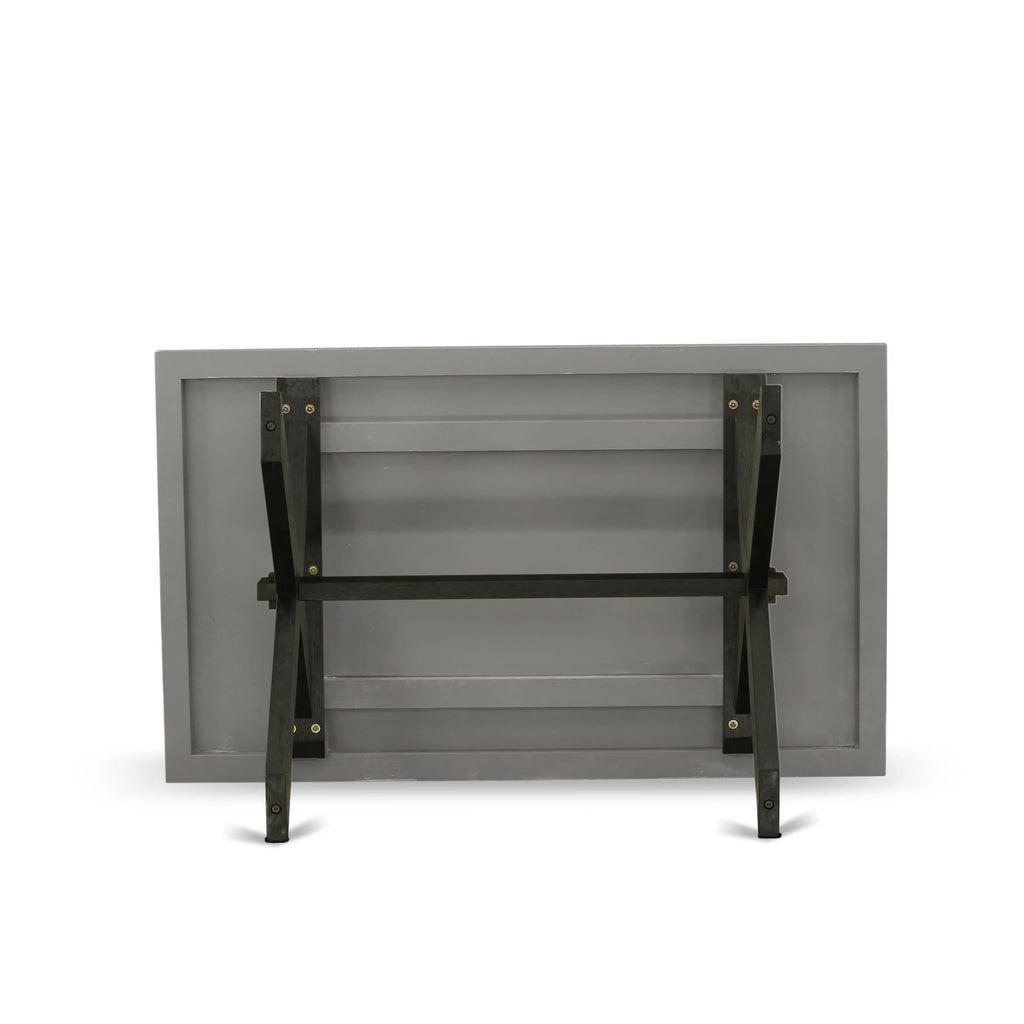 5-Piece Dining Ensemble with Cement Top & Stacking Chairs  X696XFIBM-5, White & Gray Faux Leather