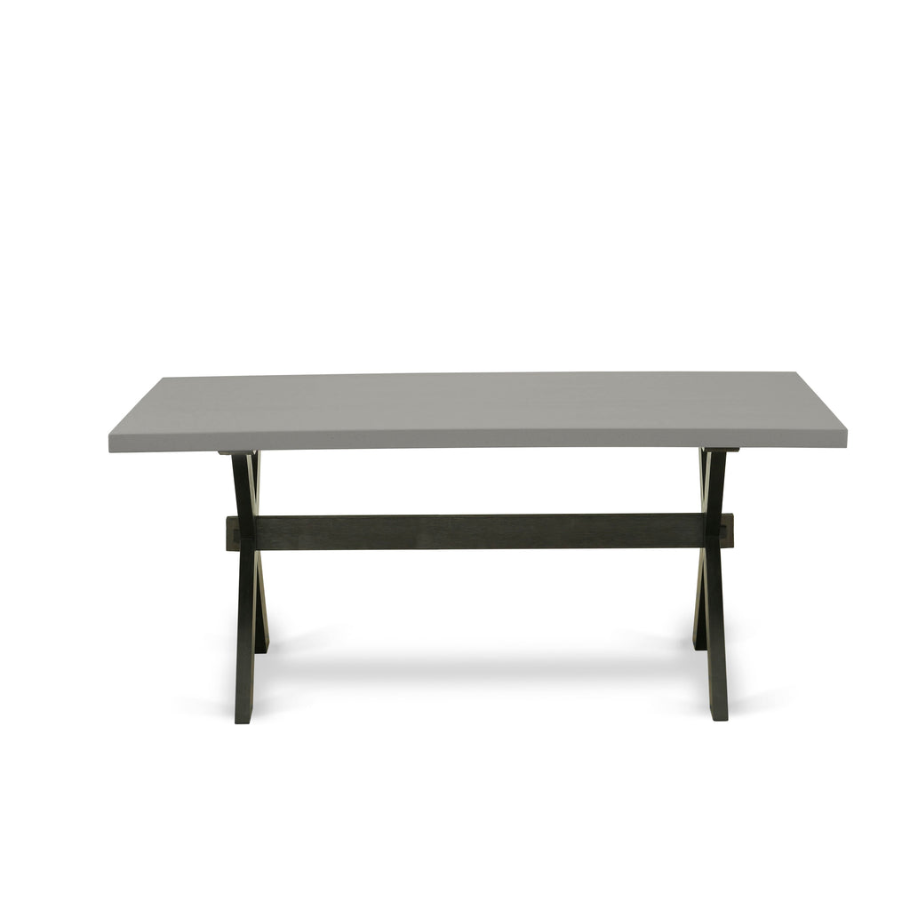 X697ACTWI-I Elegant Dining Set for Kitchen, 5-Piece X-Leg Table and 4 Shitake Linen Parson Chairs