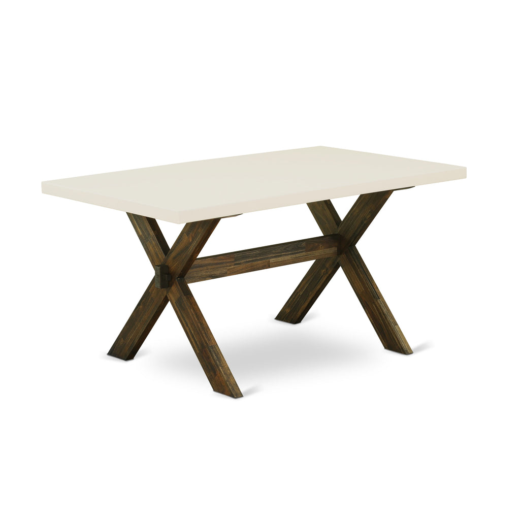 X726FXLRU-Q 7-Piece Dining Ensemble with Rectangular Table and 6 Sleek Faux Leather Chairs, Multi-Colored Elegance