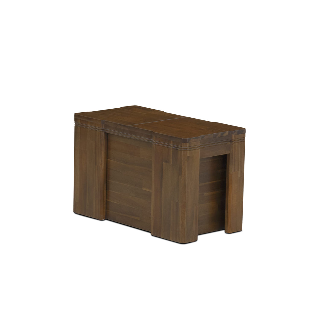 X0000-1AR-AU Flamingo Oak Ensemble Expandable Table & Dual Bench Set for Chic Dining