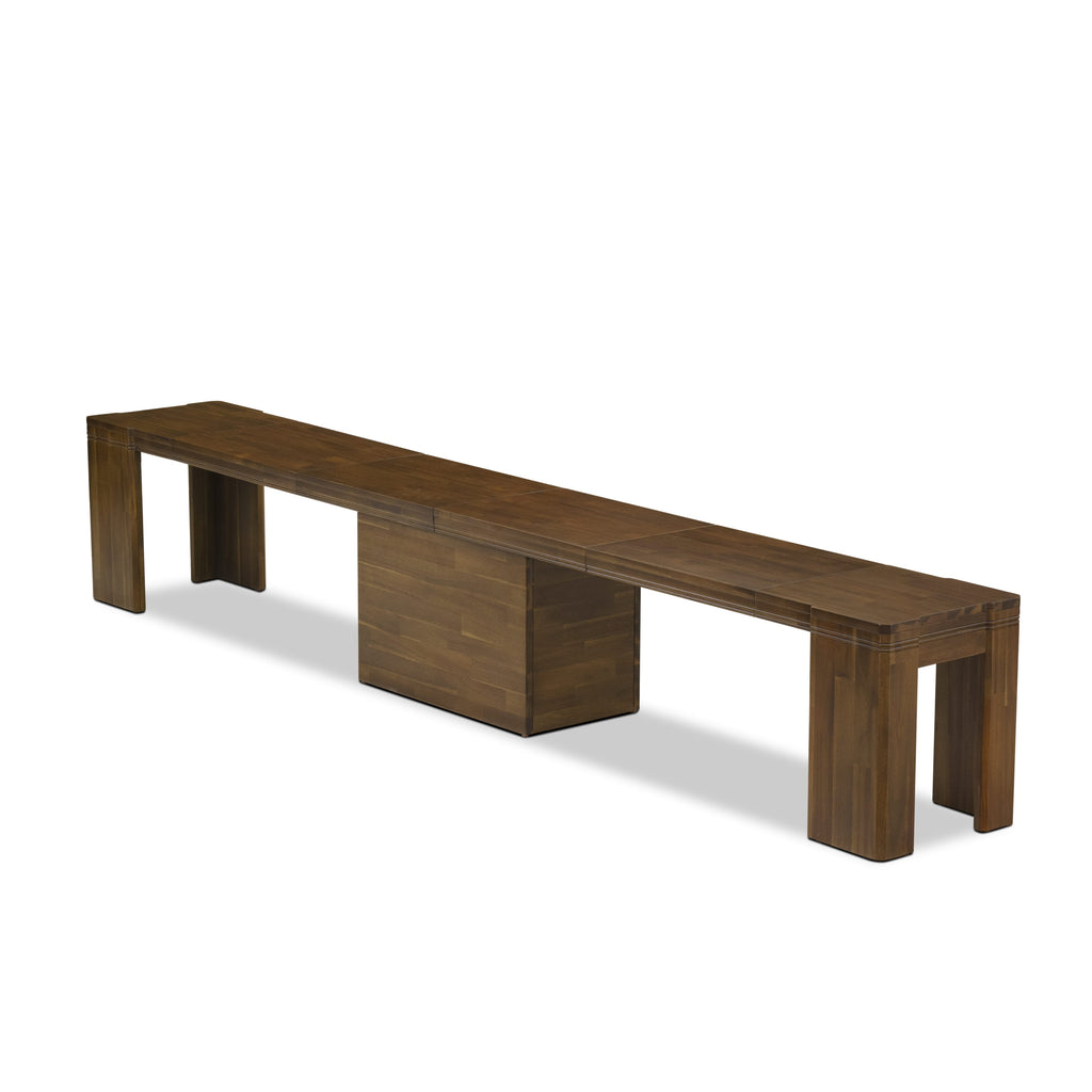 X0000-1AR-AU Flamingo Oak Ensemble Expandable Table & Dual Bench Set for Chic Dining