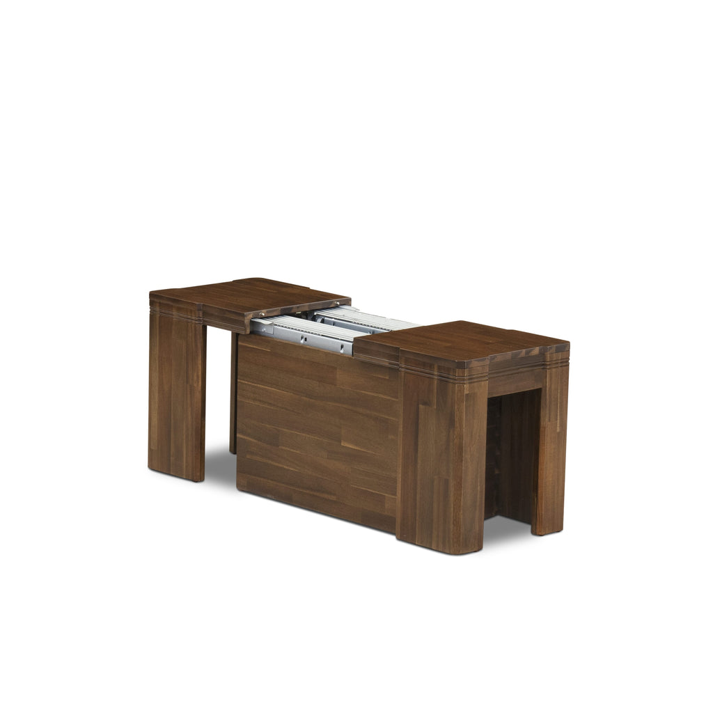 X0000-17G-SM Sophisticated 4-Piece Dining Ensemble with Extendable Tables and Stylish Seating in Timeless Walnut