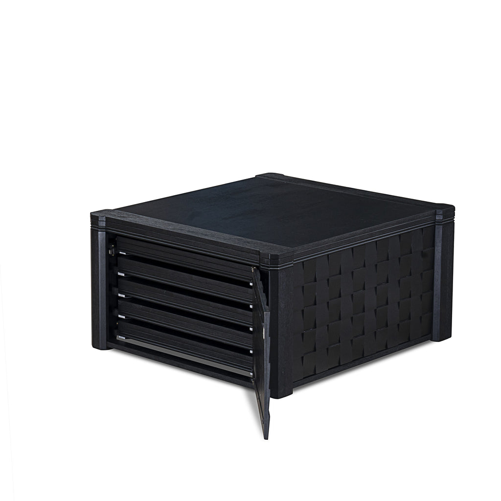 X02AB-VYS-Q6 5-Pc Dining Table Ensemble Chic Dining Setup with Rectangular Table, Benches & Black Chairs
