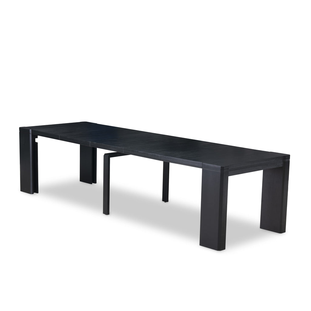 X02AB-VYS-Q6 5-Pc Dining Table Ensemble Chic Dining Setup with Rectangular Table, Benches & Black Chairs