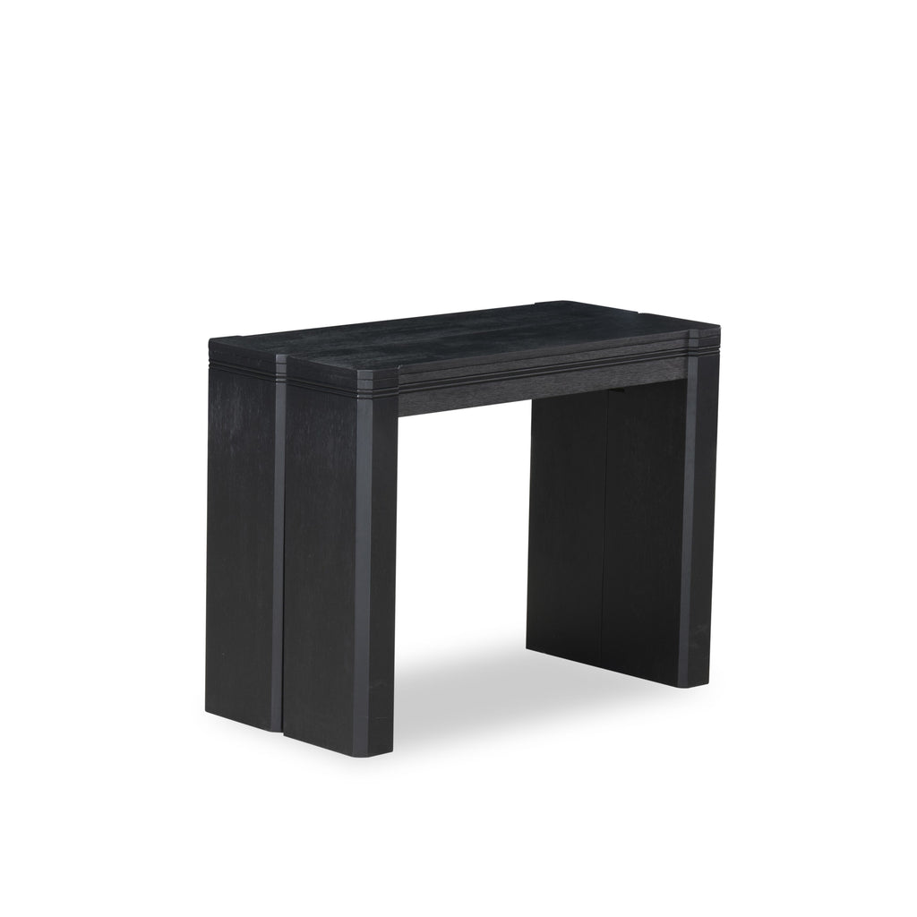 X02AB-VYS-Q6 5-Pc Dining Table Ensemble Chic Dining Setup with Rectangular Table, Benches & Black Chairs