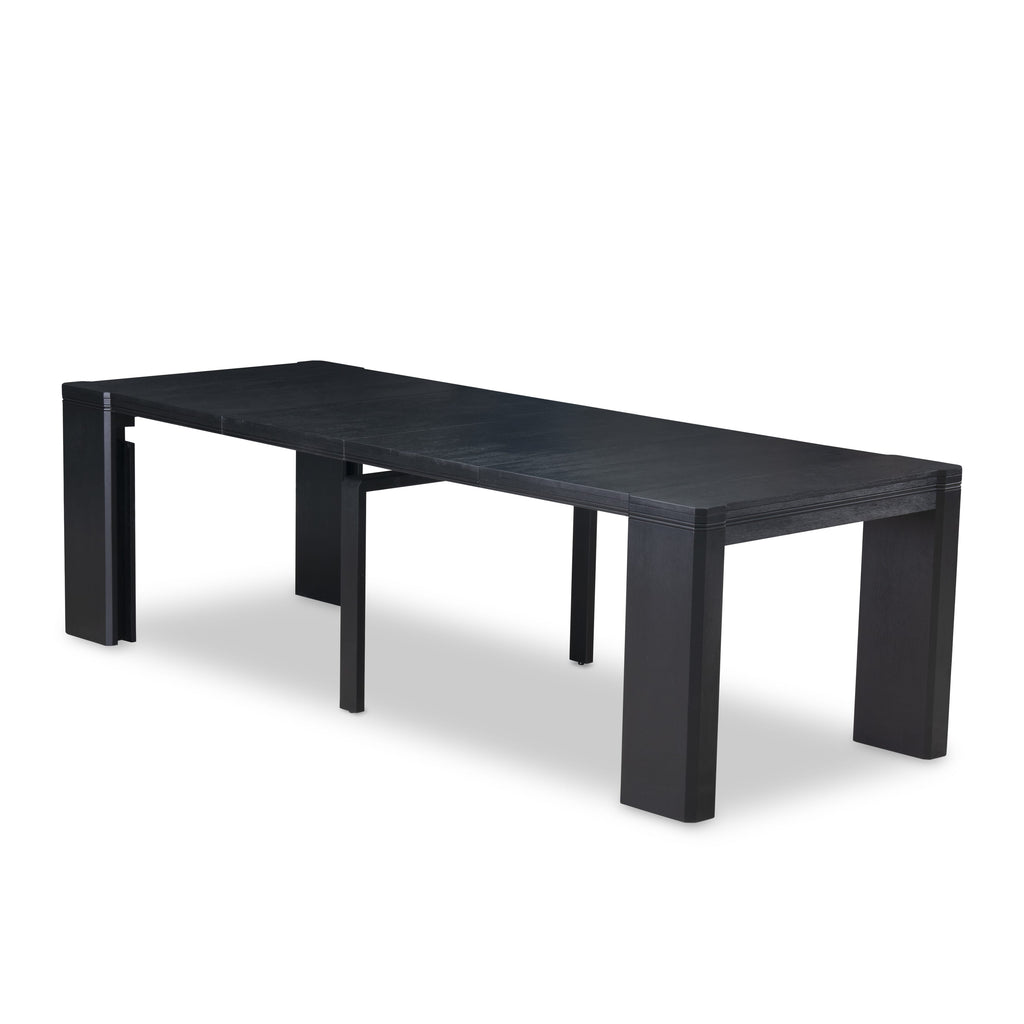 X02DA-OC4-BH Deluxe Dining Ensemble featuring Table, Benches, and Faux Leather Chairs in Chic Black Finish